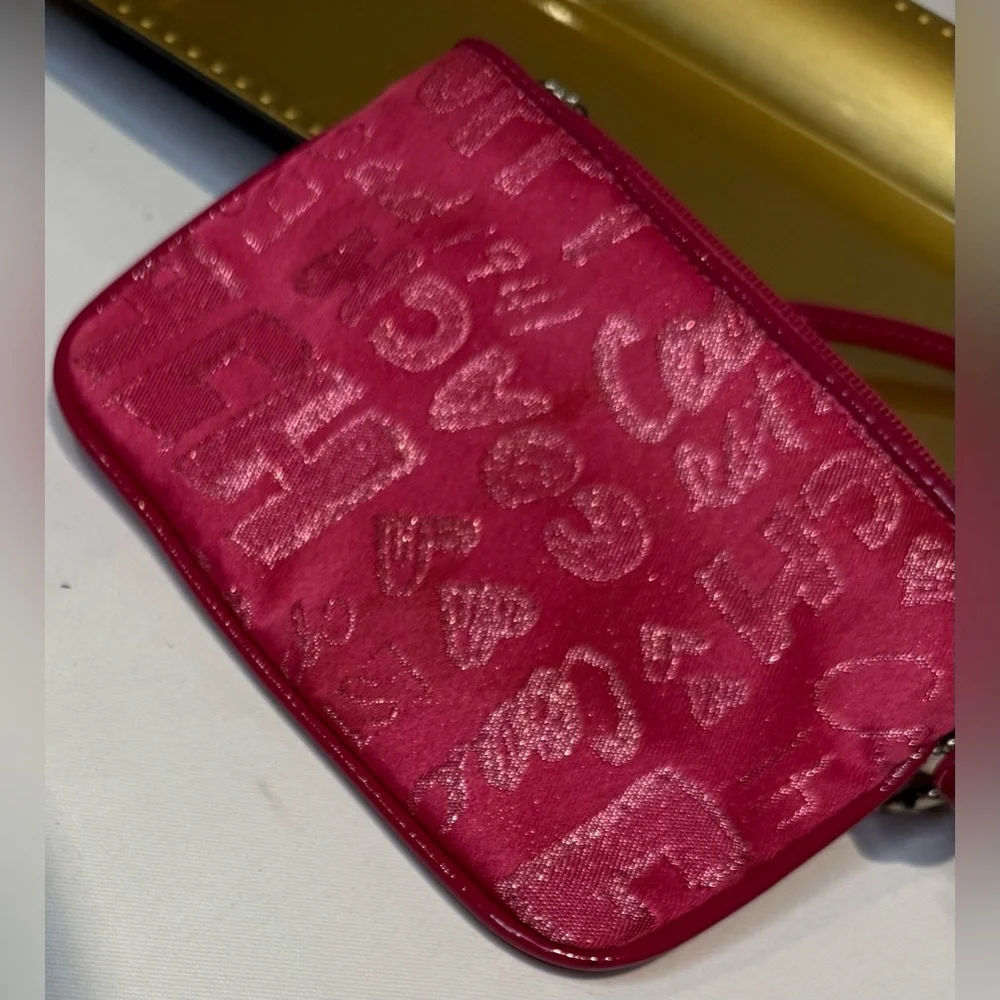 Coach Poppy Script Wristlet with Silver Lurex Y2K